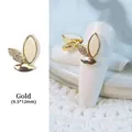 Gold butterfly nail charm with nacre shell and sparkling zircon for elegant manicure - G52 / 9.5*12mm / Gold