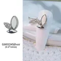 3D silver butterfly nail art charms featuring white shell and cubic zirconia stones - G52 / 9.5*12mm / Silver