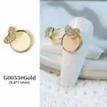 Golden heart nail art charm with mother-of-pearl inlay and rhinestones (9.8*11mm) - G53 / 9.8*11mm / Gold