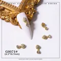 Luxury gold heart-shaped zircon nail art charms with dangling heart detail, model G0071 - Double Heart Zirconia Pendant (G0071#)