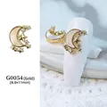 Décoration d'ongles 3D lune et étoile dorées avec incrustation de zircon et nacre - G54 / 8.8*11mm / Or