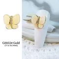 Breloque d'art d'ongle papillon 3D doré avec nacre et zircons - G55 / 11*10.7mm / Or