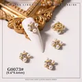 Luxury gold nail art charms with pearls and square zircon G0073 9.6mm - Pearl Square Zirconia (G0073#)