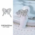 Élégant bijou d'ongles en forme de nœud argenté avec des perles et du zircon - G56 / 12*11mm / Argent