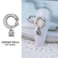 Bijou d'ongle en métal argenté avec incrustation de nacre et pampille en zircon brillant - G58 / 10*15mm / Argent