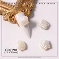 Elegant 3D pearlescent shell nail art charms for DIY manicures, size 12.3x11mm, G0079 - Seashell Jewelry / 10 Pieces/Pack (G0079#)