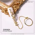 Luxury gold zircon LOVE letter nail art charm with delicate chain and ring pendant - LOVE Letter Chain (G0080#)