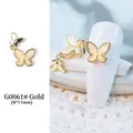 Élégants charmes d'ongles papillon 3D dorés avec incrustations de pierre œil de chat pour manucure - G61 / 9*11mm / Or