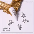 Silver star-shaped zircon nail art charm pendants with dangling stars, size 9.3*14mm - Silver Five-Pointed Star (G0086 Silver)