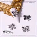 Luxury silver bow-shaped nail art charm with delicate pearls and sparkling zircons - Silver Pearl Bowknot (G0088 Silver)