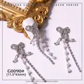 Luxury bow-knot nail charm with dangling pearl and zircon tassel chains - Silver Bow Tassel (G0090 Silver)
