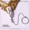 Luxury silver zircon LOVE nail art charm jewelry with connecting chain and finger ring - Silver LOVE Chain (G0094 Silver)