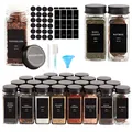 Juego de tarros de cristal cuadrados de 120ml con tapas negras y etiquetas - Pack de 12 (Tapa de Aluminio Negro)