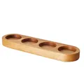 Japanese style acacia wood base tray with four round slots for 3oz spice condiment glass jars - Wooden Base