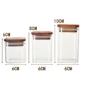 Quadratische Glas-Vorratsdosen mit Akazienholzdeckel in den Größen 150ml, 220ml, 280ml - 6x6cm / Luftdichtes Glas 150ml