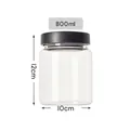 800ml clear glass storage jar with black pine wood lid for airtight kitchen organization - 800ML / 10*12cm