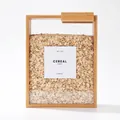 Macro view of large bamboo sliding lid cereal storage box filled with organic oats - Large Sliding Lid Style (zzh001) / 17.2*7.8*22.3cm / Clear