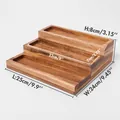 Three tier acacia wood spice rack organizer showing detailed dimensions in cm and inches - 1 Piece Acacia Wood Base