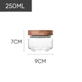 250ml clear airtight glass storage jar with acacia wood lid, 9cm width by 7cm height - 9*7cm 250ml