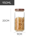 950ml airtight glass storage canister with natural acacia wood lid, 20cm x 9cm size - 9*20cm 950ml