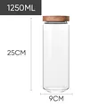 1250ml glass storage jar with airtight acacia wood lid for kitchen organization - 9*25cm 1250ml