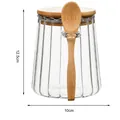Bocal en verre avec couvercle en bambou et cuillère, dimensions 12,5 cm de haut et 10 cm. - Style Conique Avec Cuillère