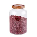 Large high borosilicate glass storage jar with airtight acacia wood lid for dry beans - 2000ml