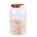 Large glass storage jar with acacia wood lid for cereal and coffee - 2500ml