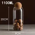 1100ML Borosilicate glass storage jar with spherical cork ball stopper, 20x9cm size - Polished Smooth Style / 9*20cm (1100ml)