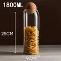 1800ml high borosilicate glass storage jar with spherical cork lid for kitchen storage - Polished Smooth Style / 9*25cm (1500ml)