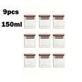 9-piece set of 150ml square glass jars with airtight acacia wood lids - Square 6x6 / 9 Pieces Set (150ml)
