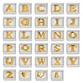 Stainless steel Italian modular charms with gold alphabet letters A-Z and heart symbols - Letter A / Steel and Gold