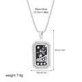 Vintage stainless steel tarot card pendant necklace with black enamel and silver chain - Tarot Card (Sun)