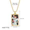 Vintage tarot card necklace 18K gold plated stainless steel with The Tower pendant 16g - The Tower Pattern (12263_5)