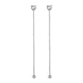 Elegant heart-shaped zircon long ear thread earrings in silver titanium steel for women - Heart Threader (EX0100) / Steel Color