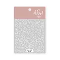 Detailed white hollow heart pattern nail stickers sheet with pink packaging card - Fine Hollow Heart (43-02)