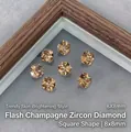 Set of champagne 8x8mm cushion cut 5A zircon nail art charms for elegant manicures - Cushion Cut 8*8