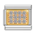 Détail d'un maillon de bracelet modulaire en acier inoxydable avec zircons pavés. - Bicolore Zirconia Blanc (C0855)