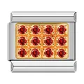 Gros plan sur un charm modulaire en acier inoxydable avec 12 zircons rouges ronds - Bicolore Zirconia Rouge (C0859)