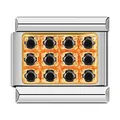 Détail du charm modulaire en acier inoxydable avec 12 pierres de zircone cubique noires - Bicolore Zirconia Noir (C0861)