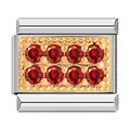 Vue rapprochée d'un charm modulaire en acier inoxydable avec huit zircons rouges. - Bicolore Zirconia Rouge (C0867)