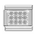 Charm italien en acier inoxydable argenté serti de zircons cubiques blancs - Bicolore Zirconia Blanc (C0856)