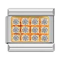 Maillon de bracelet italien avec douze zircons clairs dans un serti carré doré de luxe - Bicolore Zirconia Blanc (C0863)