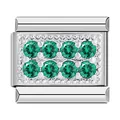 Charme modulaire en acier inoxydable avec zircons verts pour bracelets italiens. - Zirconia Vert Argenté (C0866)