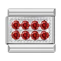 Luxe maillon italien en acier inoxydable et zircons rouges pour bracelets charm - Zirconia Rouge Argenté (C0868)