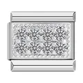 Maillon de bracelet italien en acier inoxydable avec pavé complet de zircons blancs - Bicolore Zirconia Blanc (C0871)