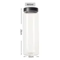 Large 1800ml glass storage jar with black wood lid for kitchen pantry organization - 1800ML / 10*25cm