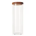 Gran tarro cilíndrico de vidrio de borosilicato alto con tapa de madera hermética - 10*30cm