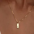 Elegant 18K gold plated stainless steel square initial pendant necklace featuring letter C - Square Letter C / 45cm (40+5cm)