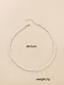 Elegant white faux pearl necklace featuring an adjustable gold-plated clasp, 40+5cm length - Artificial Pearl Necklace (XL0191_4)